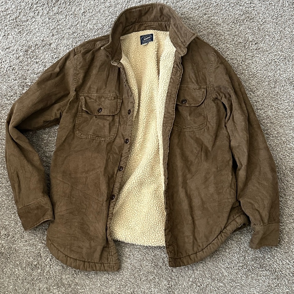 J.Crew Men’s Brown Sherpa-Lined Shirt-Jacket